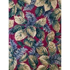 Anju Fabric Decor Upholstery Bloomguard 3 YDS Botanical on Maroon VTG Luxury